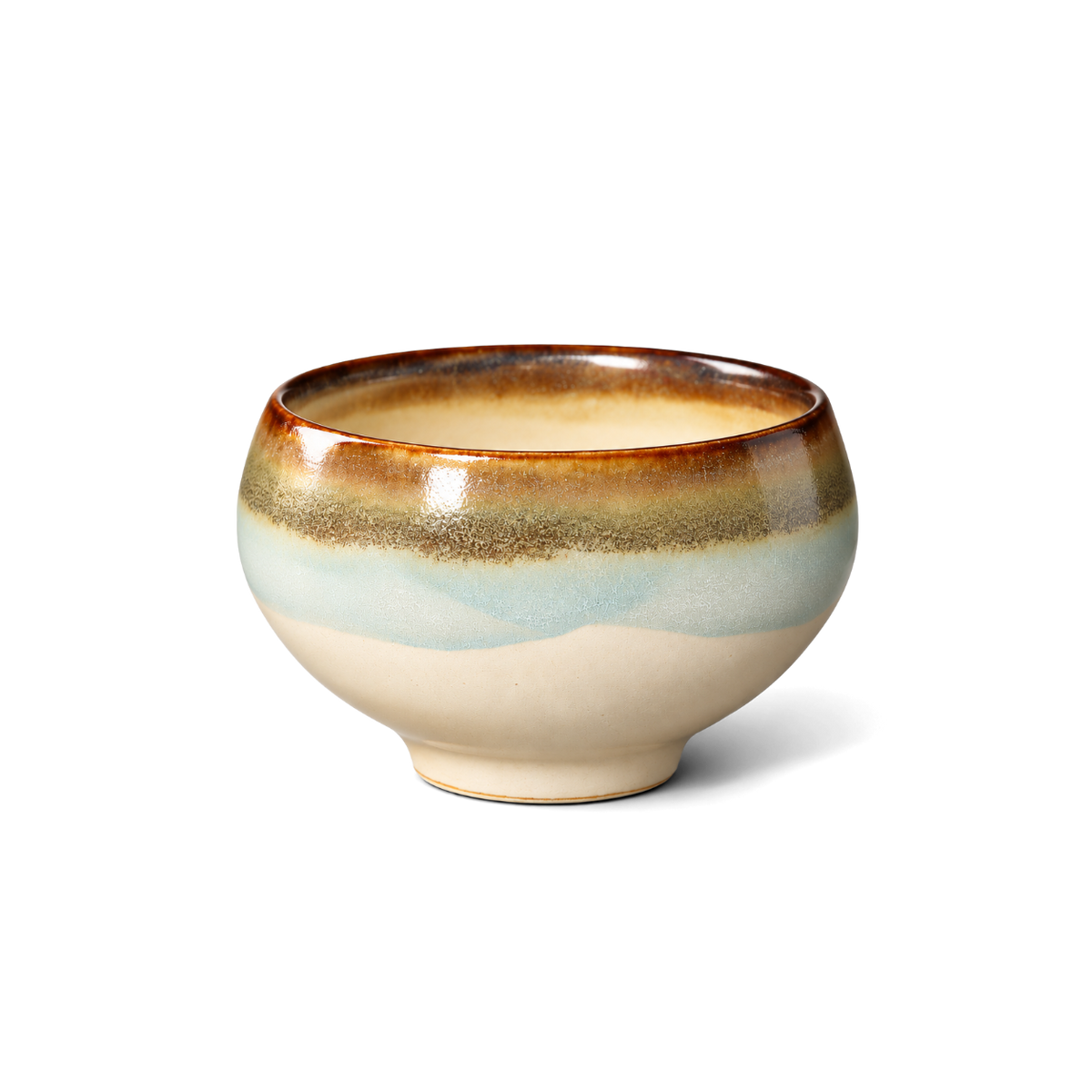 SALIU Kouzangama Sazanami Japanese ceramic matcha bowl with earth-tone glaze