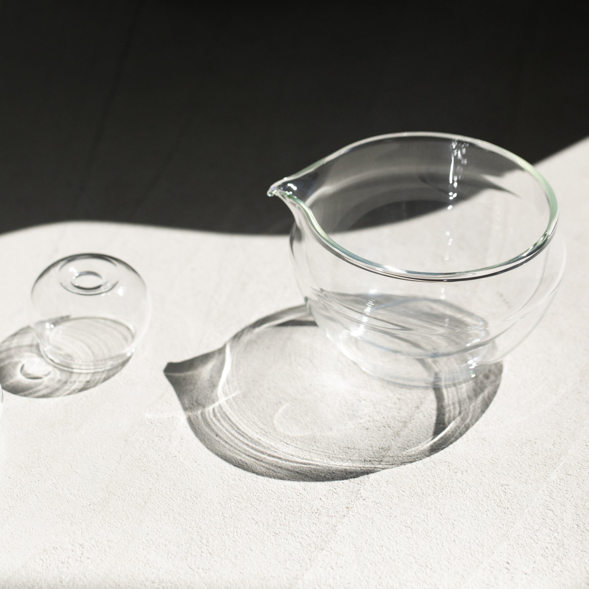 ORIGAMI Glass Katakuchi Matcha Bowl side view