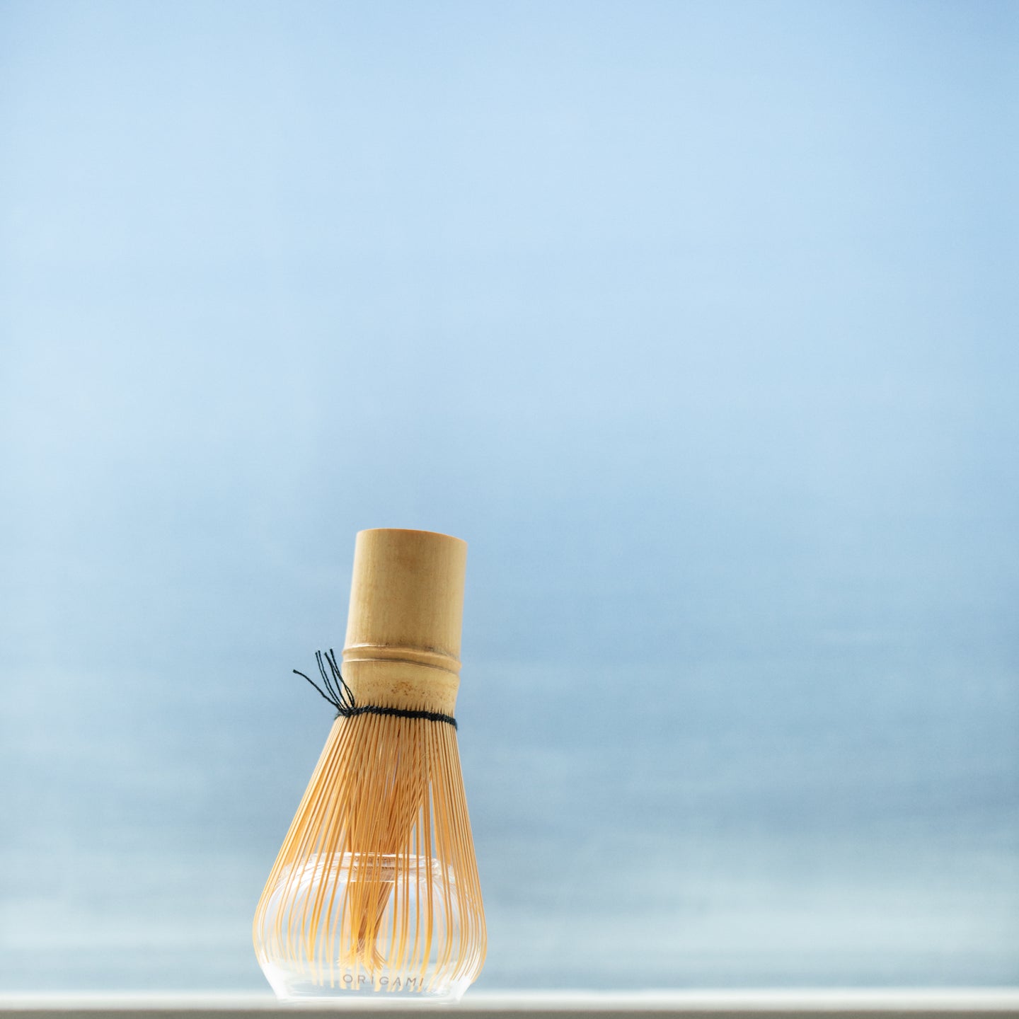 Glass matcha whisk stand with chasen