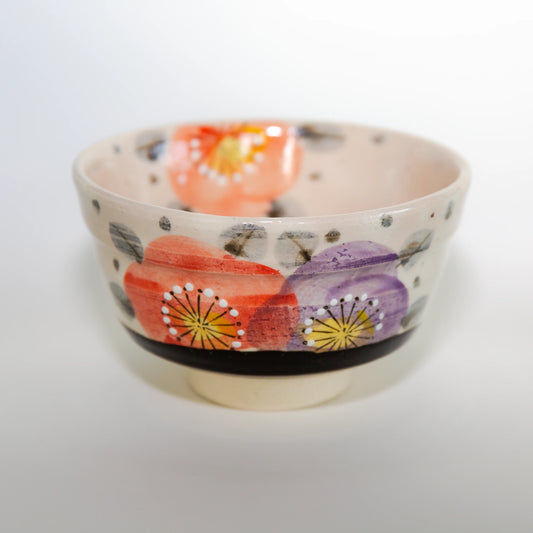 Seto Ware Red Camellia Matcha Bowl