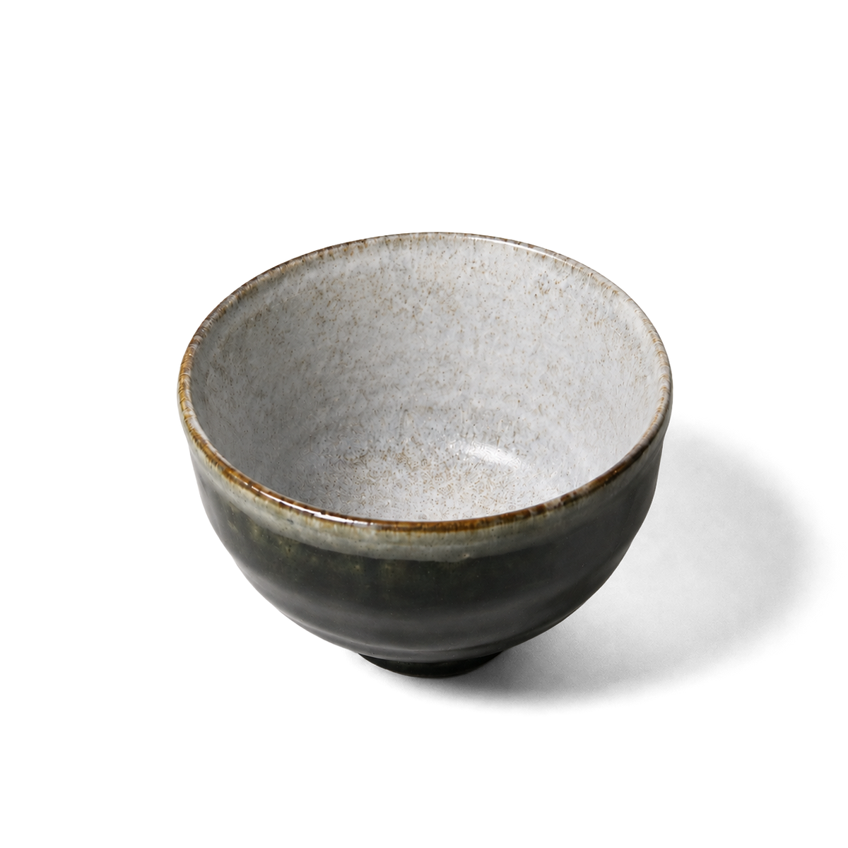 Yamaki Ikai Y4176 black clay matcha bowl with Oribe-style glaze